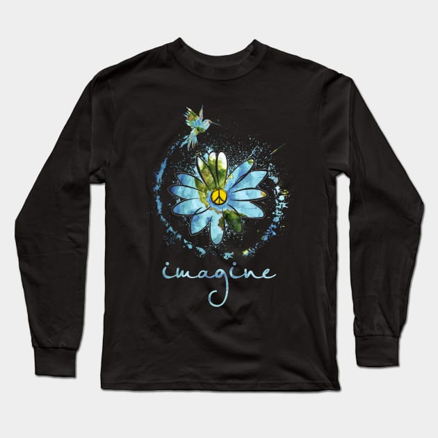 Imagine Hippie Flower Long Sleeve T-Shirt by Raul Caldwell